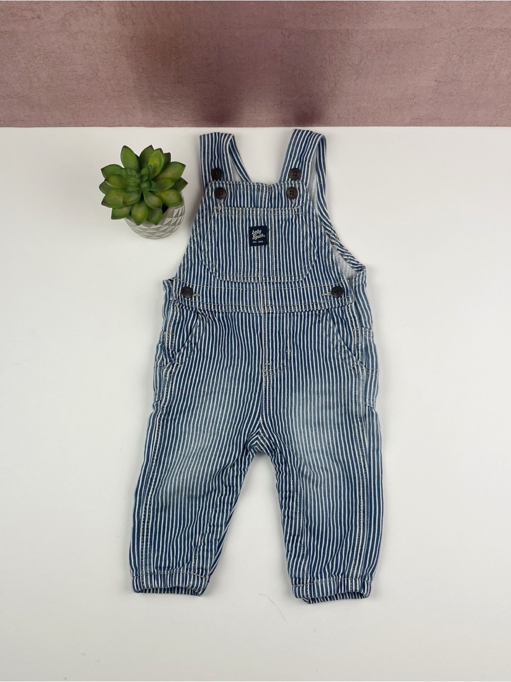 Baby B'Gosh Blue White Stripe Overalls Size 9 Months Casual